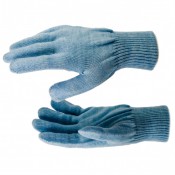 Перчатки трикотажные, акрил, голубой, двойная манжета СИБРТЕХ 68676